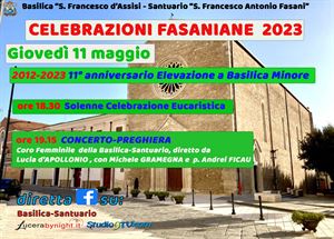 11° anniversario Elevazione a Basilica Minore: S. Messa e Concerto-Preghiera