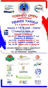 Torneo Open di tennis tavolo in memoria di Francesco Ginese